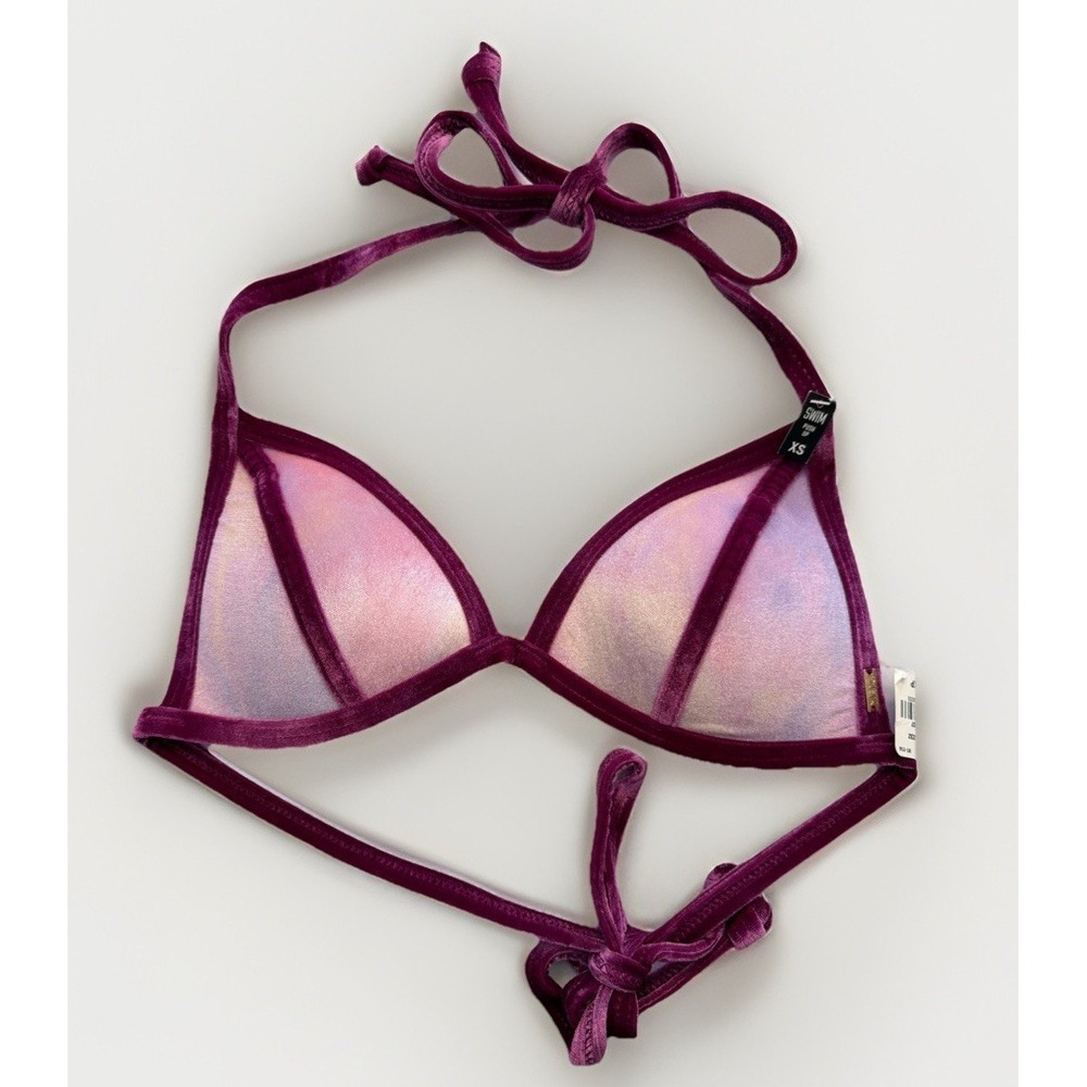 Victoria Secret PINK Swim Bikini Top SZ XS Velvet Sexy Pink Triangle Push Up